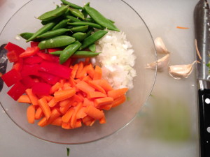 Prep all of your vegetables before getting started. The cooking process goes fast!